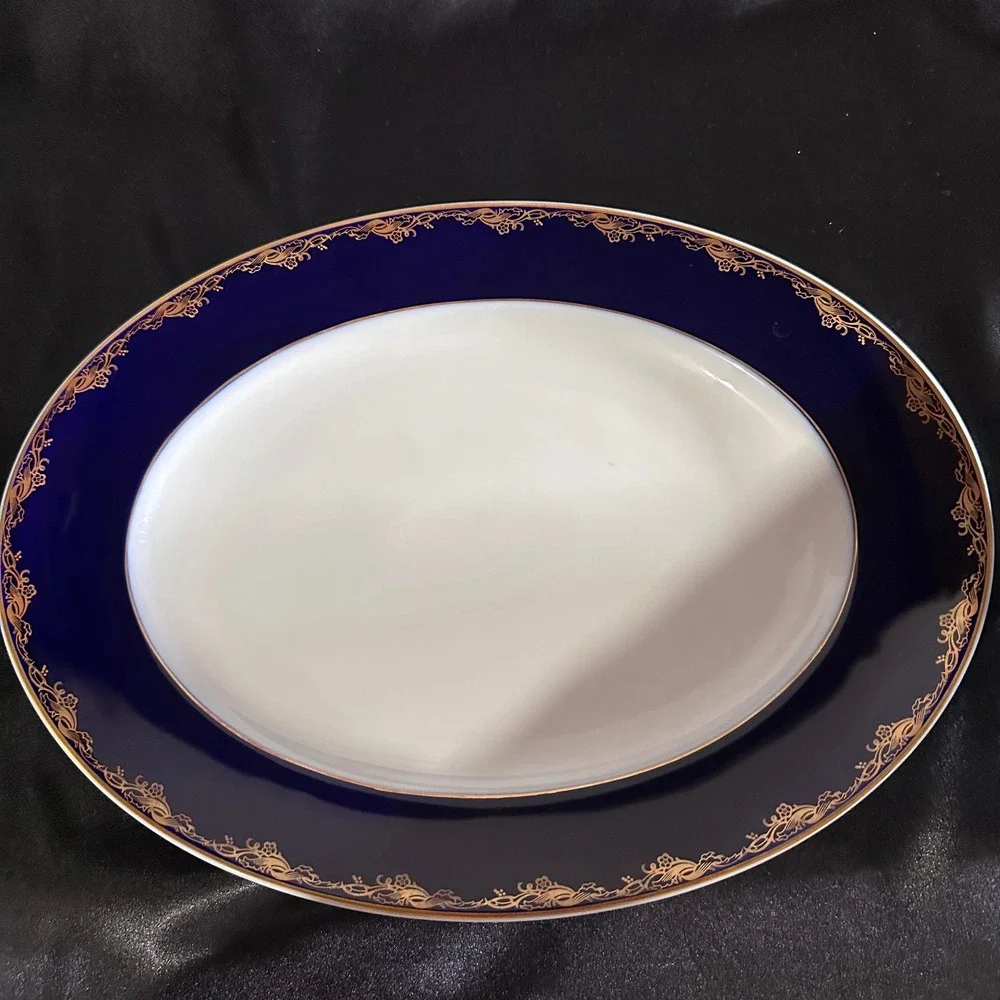 Rosenthal Classic Rose Frederick the Great Cobalt Gold Oval Platter 12.5